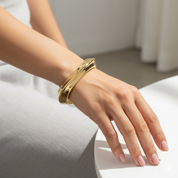 Sculptural Wavy Gold Cuff Bracelet | Minimalist Organic Statement Bangle