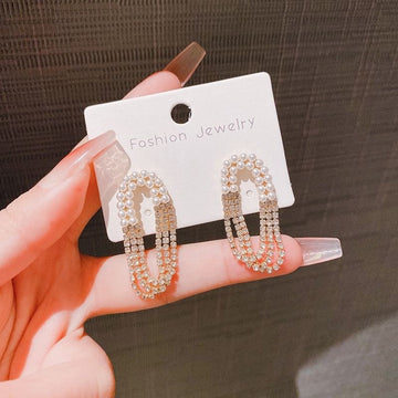 Adornity Pearl Rhinestone Drop Earrings | Elegant Party Jewelry